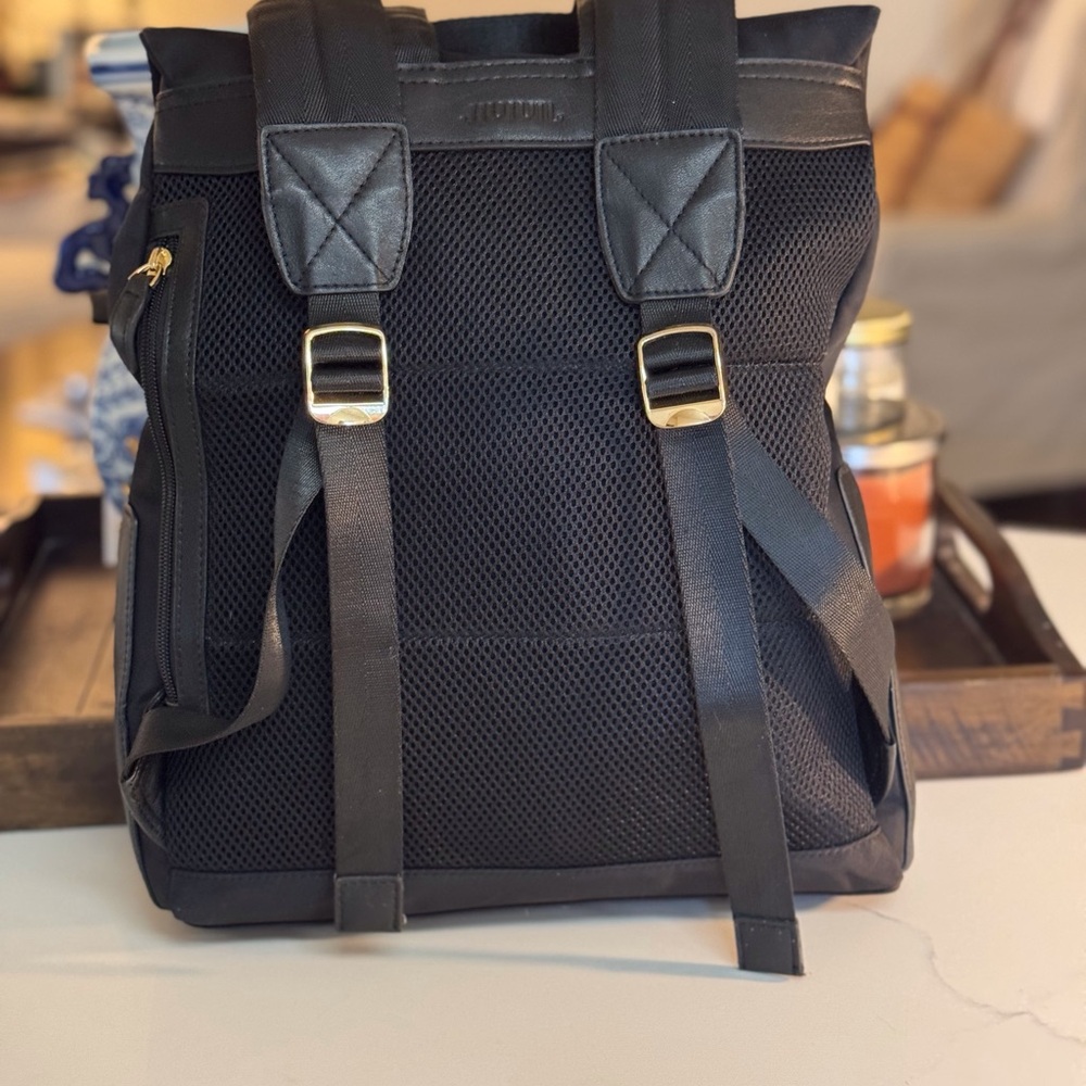 🖤 JIVIVIL  CHARLIE CHAPLIN BLACK LEATHER AND NYLON BACK PACK! - Picture 11 of 14